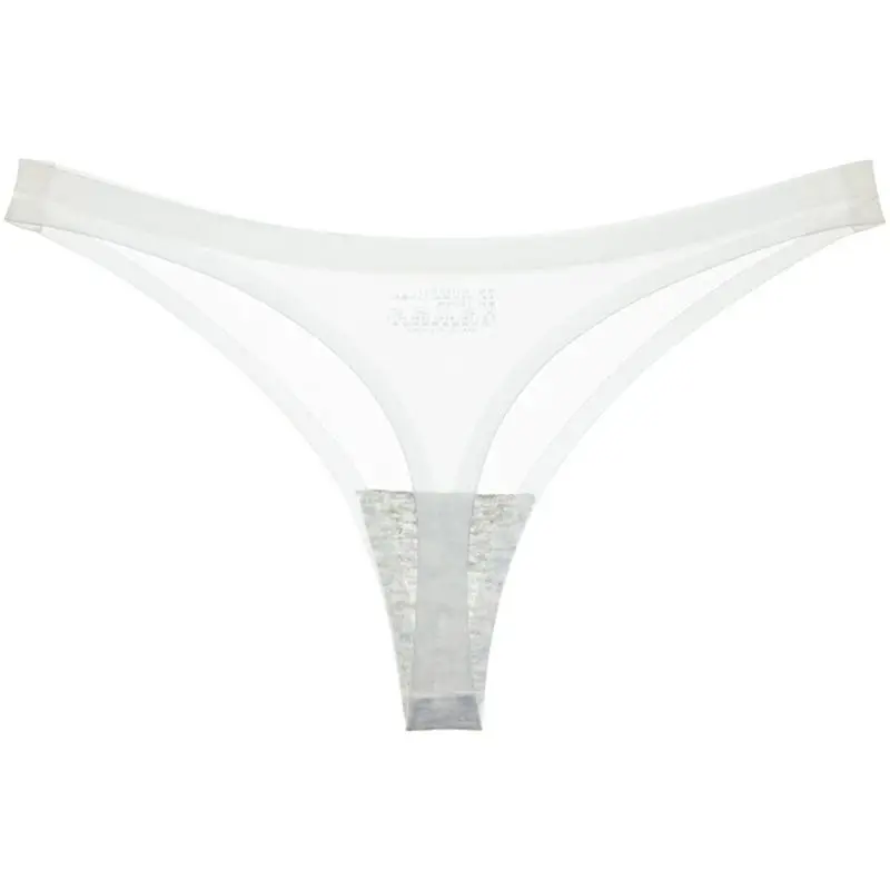 

Sexy Low Rise Ice Silk Thongs Underwear Seamless No Show Lingerie G-String Stretchy Solid Color Yoga Sports Panties Briefs