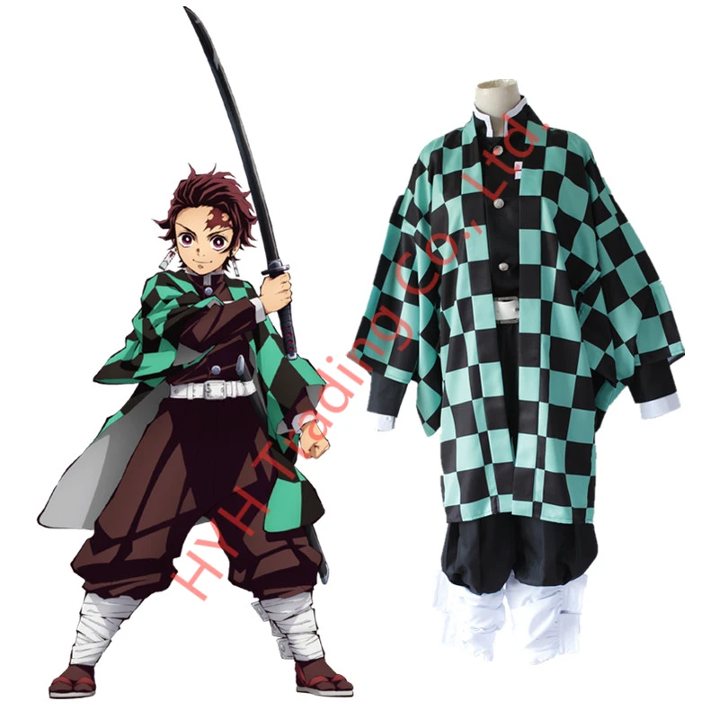 Японское аниме Demon Slayer Kimetsu no Yaiba Kamado Tanjirou Косплей Костюм мужской кимоно Униформа