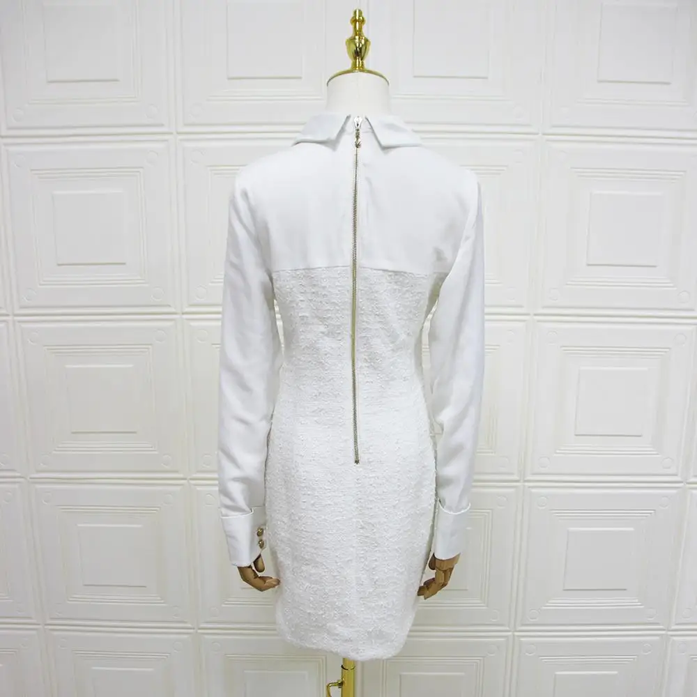

Women Winter Fashion Sexy Long Sleeve Button White Fashion Dress 2020 Designer High Street Evening Party Dress Vestido