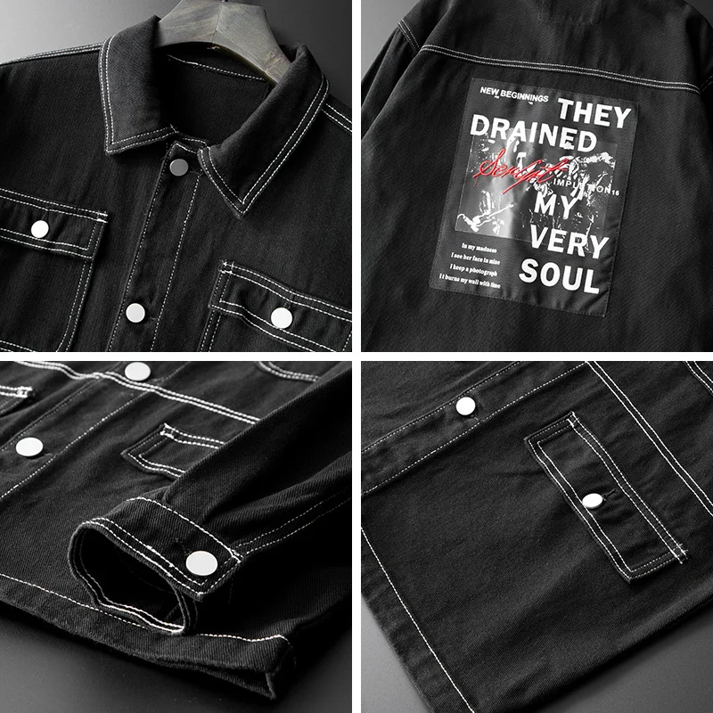 Мужская джинсовая куртка-бомбер модная уличная одежда в стиле Харадзюку пальто