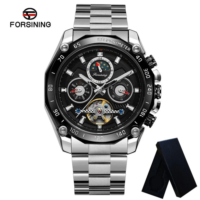 FORSINING Tourbillon автоматические механические мужские наручные часы военные
