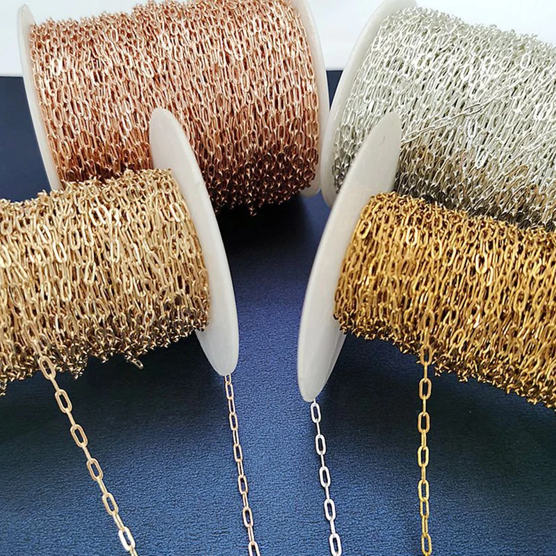 

2meters/lot 2.3mm Width Gold Rolo Cable Chain for Jewelry Making Copper Link Bulk Chain Handmade Diy Bracelet Necklace Supplies