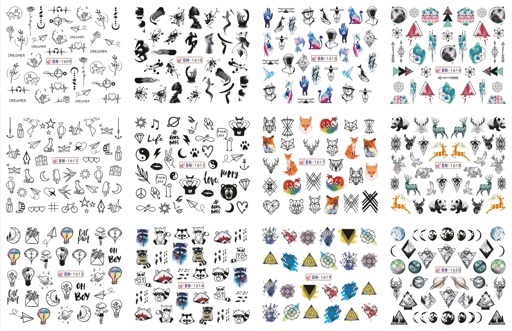 12 шт. абстрактные переводки для ногтей|Стикеры и наклейки| |