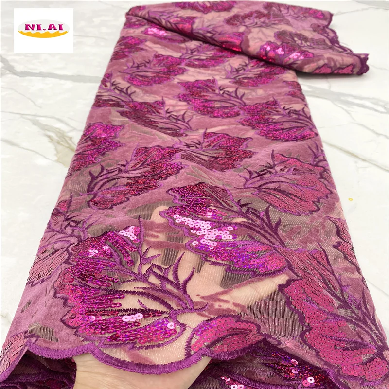 

Красная роза 2021 новейший дизайн африканская французская сетчатая кружевная ткань с блестками высококачественное нигерийское Сетчатое кру...