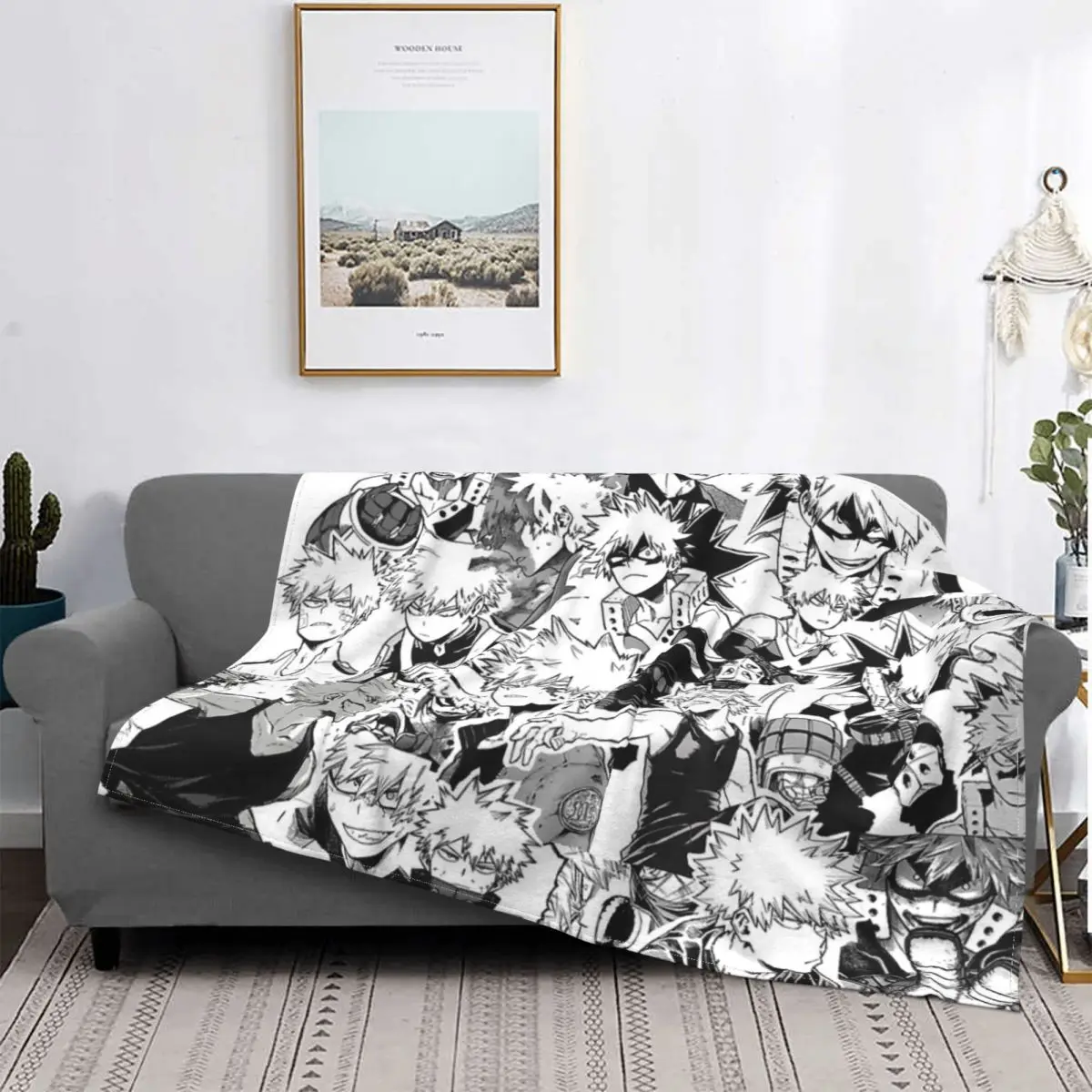 Katsuki Bakugo-Manta a cuadros para cama, cobertor térmico para sofá cama, colchas y edredones