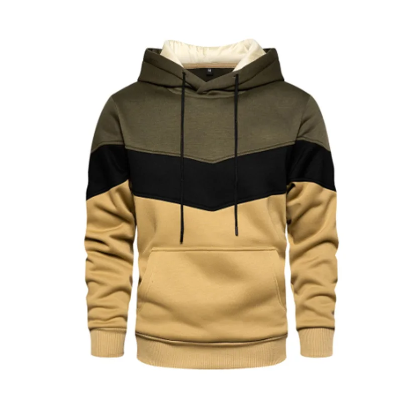 

Men's Patchwork Hooded Sweatshirt Hoodies Clothing Casual Loose Fleece Warm Streetwear Male Fashion Autumn Winter Outwear