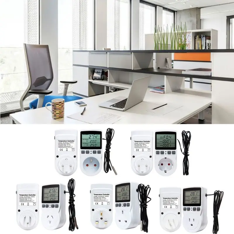 

Multi-Function Thermostat Digital Temperature Controller Socket Outlet Timer Switch Sensor Probe Heating Cooling 16A wholesales