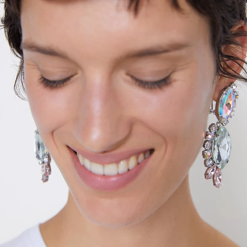 JURAN ZA, новая мода, геометрические висячие серьги с кристаллами,, Boho, ручной работы, висячие серьги для женщин, ювелирное изделие, подарок