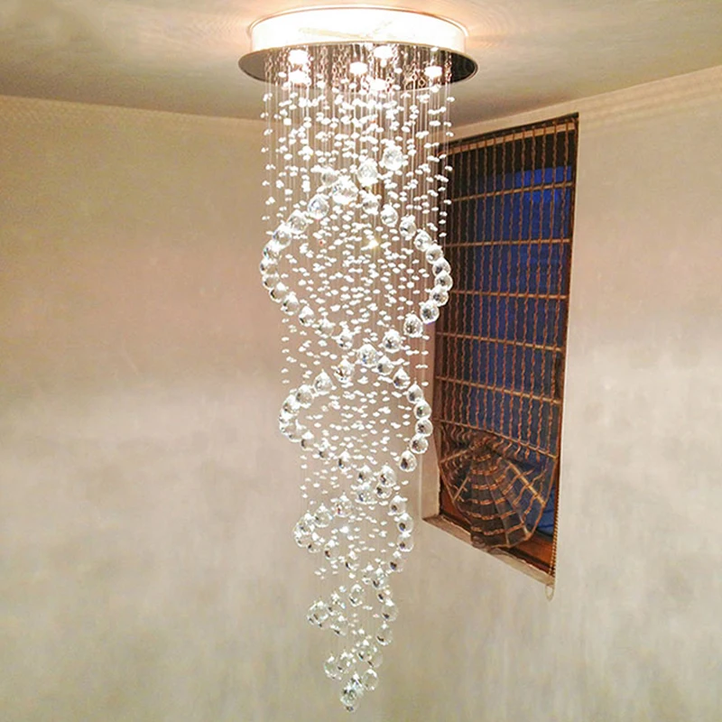 売る ダブルスパイラル階段クリスタル雨滴シャンデリア大型高シーリングライト屋内リビングルーム廊下現代のled