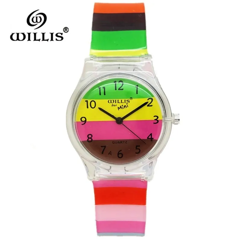 

WILLIS Top Quality Women Rainbow Watch Silicone strap Analog Display Quartz watch Luxury waterproof Wristwatch Relogio Feminino