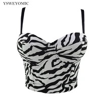 2020 ysw zebra bustier push up night club bralette womens bra cropped top vest corset plus size stage outside wear