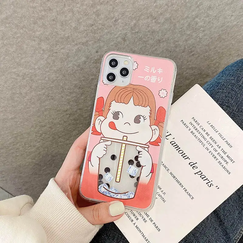 Японский молочный чехол для телефона Peko Poko Bubble tea quicksand iPhone XS MAX XR 6 7 8 Plus 11 Pro Max |