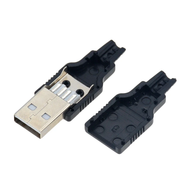 10 шт. Тип A входящий штекер муфтовый стыковочный USB 4 Pin разъем с черной Пластик крышка Тип-который нужно собрать своими руками Наборы