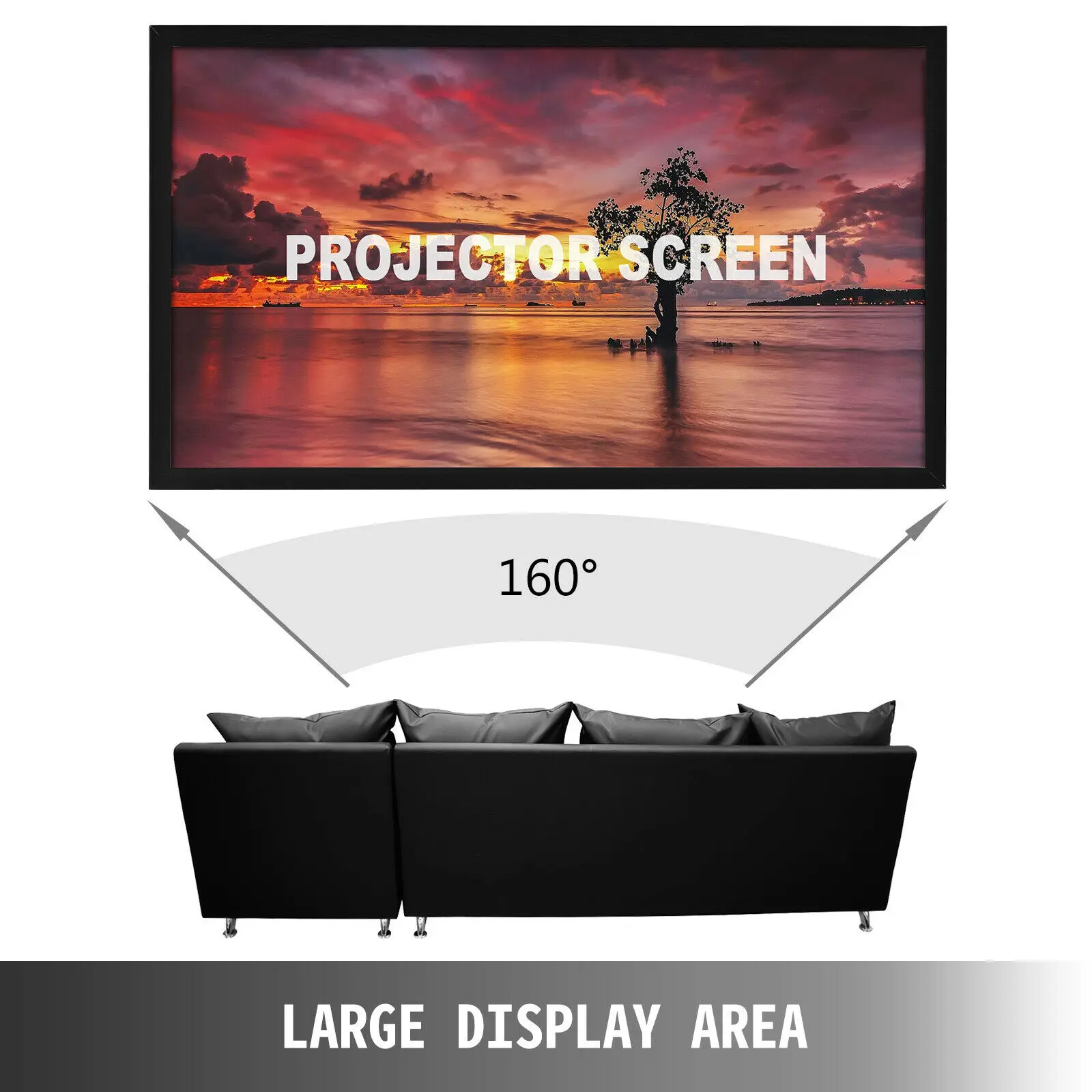 Экран для проектора 130 дюйма 16:9 с фиксированной рамкой HD 4K домашний кинотеатр 3D(130