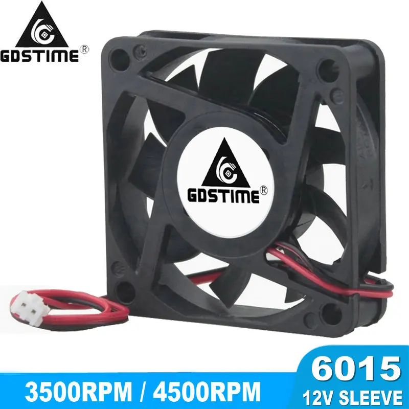 Gdstime 6015 12V 2 Pin 60 мм 6 см Бесщеточный вентилятор охлаждения постоянного тока 60x60x15