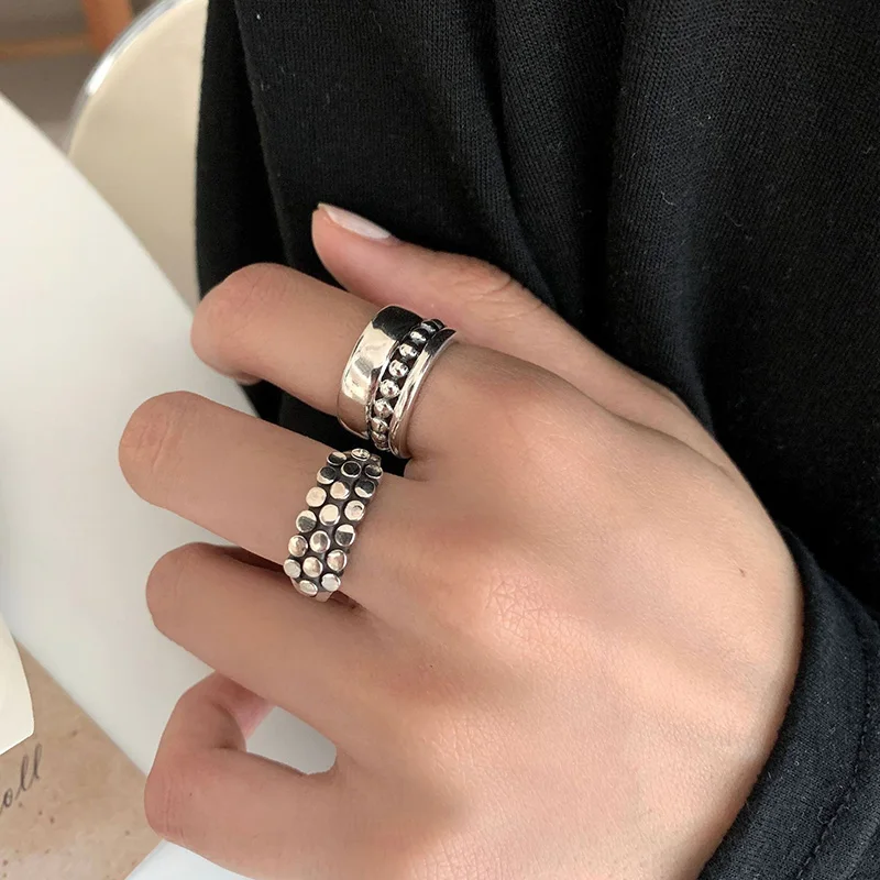 Vintage Silver Color Rings Women Girl Punk Trendy Finger Ring Creative Dots Geometric Ring Party Jewelry Accessories Gifts  - buy with discount