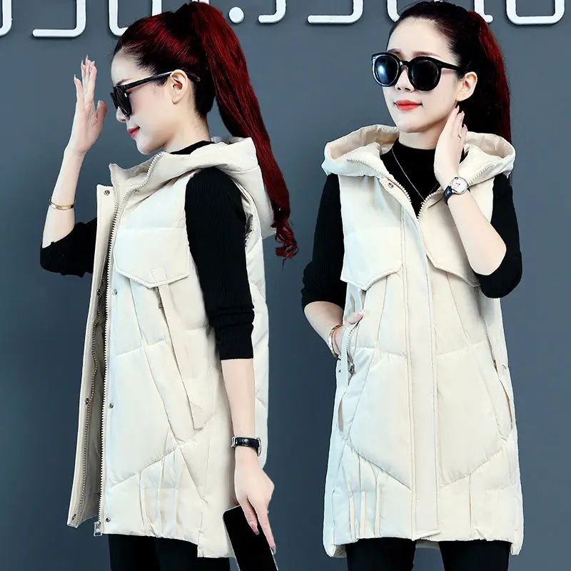 

Жилет женский осенне-зимний длинный из 2021 хлопка, с капюшоном