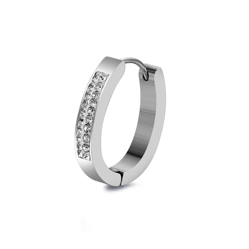 

1Pcs/Hip Hop Men&Women Earrings Trendy Stainless Steel Rhinestone Polished Punk Earring Luxury Casual Couple Gift Jewelry