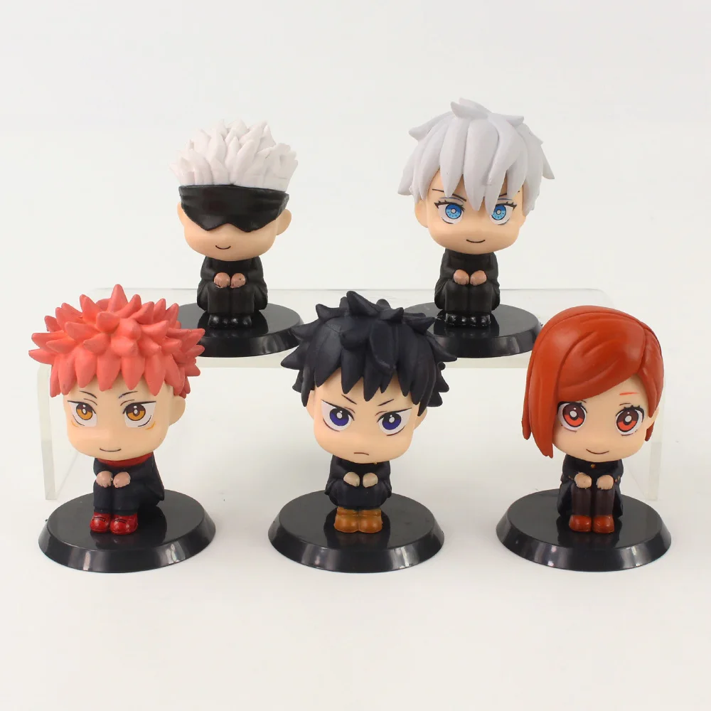 

6.5-7cm 5pcs/Lot Anime Jujutsu Kaisen Figurine Cute Gojo Satoru Itadori Yuji Look Up PVC Action Figure Toys Model Doll