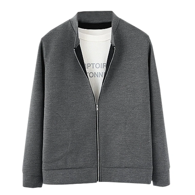 

Women Autumn Winter Long Sleeves Stand-up Collar Cardigan Solid Color Zipper Coat Loose Overcoat Casual Jacket with Side Pockets