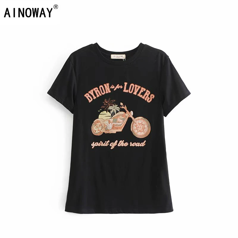 Винтажная шикарная Женская Байкерская футболка с цветочным принтом богемные