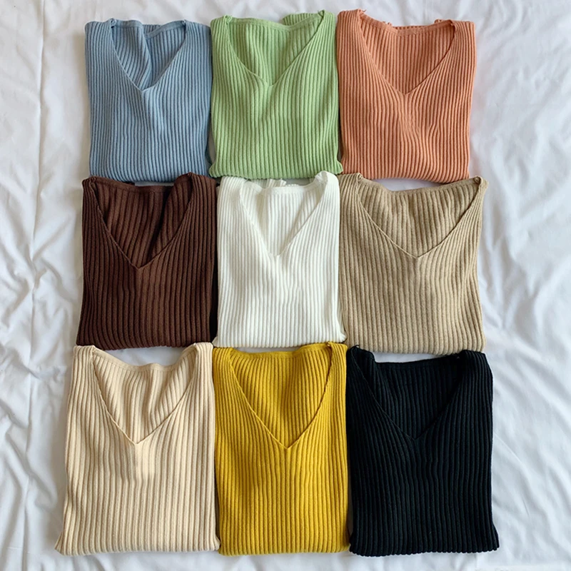 

2021 Basic B-neck Solid Autumn Winter Pullover Women Female Knitted Ribbed Sweater Slim Long Sleeve High Quality Sweater