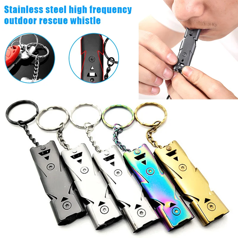 

Stainless Whistles Double Tube Lifesaving Emergency Outdoor Survival High 150 DB ALS88