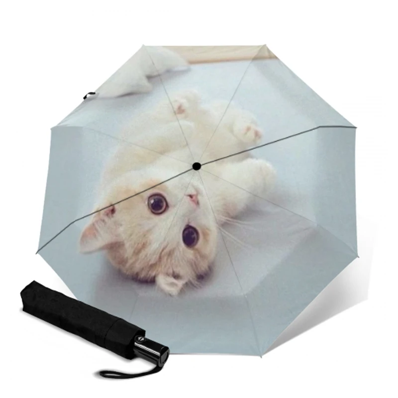 Автоматический зонт с принтом котенка компактная защита от УФ лучей складные