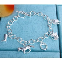 new fashion silver plated cuff chain charm horseshoe horse hoof bracelet for women jewelry gifts