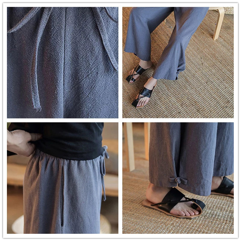 JDDTON мужские широкие брюки хлопковые и льняные Модные шаровары однотонные Harajuku