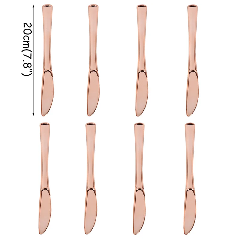 8pcs knifes Посуда в розовый горошек с горячей штамповкой для девочек, для первого дня рождения, украшения, тарелки, чашки для свадьбы, невесты, вечерние принадлежности для детского декора - Цвет: 8pcs knifes