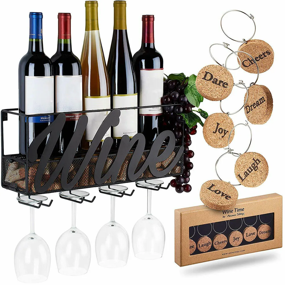 

Newly Wall Mounted Wine Rack Bottle Glass Holder Store Red White Champagne Home Kitchen XSD88