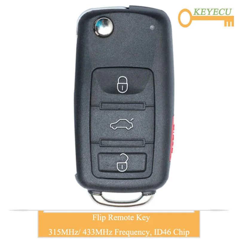 Пульт дистанционного управления KEYECU для Volkswagen Touareg 2002 2003 2004 3 + 1/ 4 кнопки 2010 МГц/315