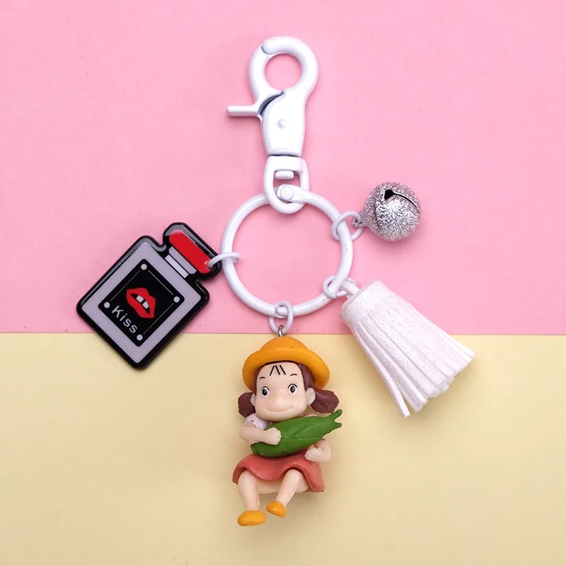 2020 Cartoon keychain CuteJapanese Anime Hayao Miyazaki My Neighbor Totoro XiaoMei Bell Keychain Women Bag Car Pendantc Key Ring | Украшения