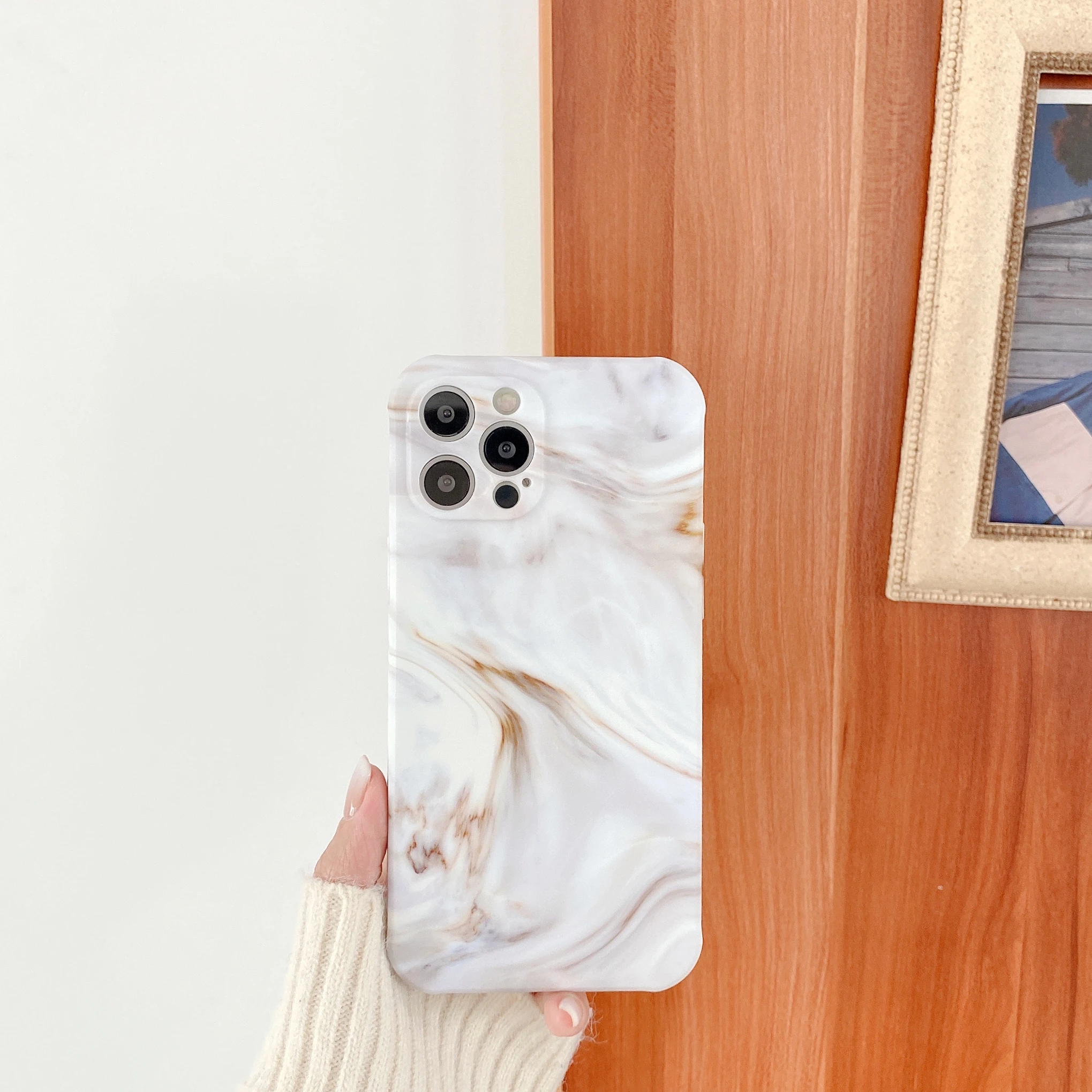 

LUPWAY Off-white Marble Phone Case For Iphone 11 12 Pro Max TPU Mobile Phone Protective Shell For Iphone 7 8 Plus SE(2020)