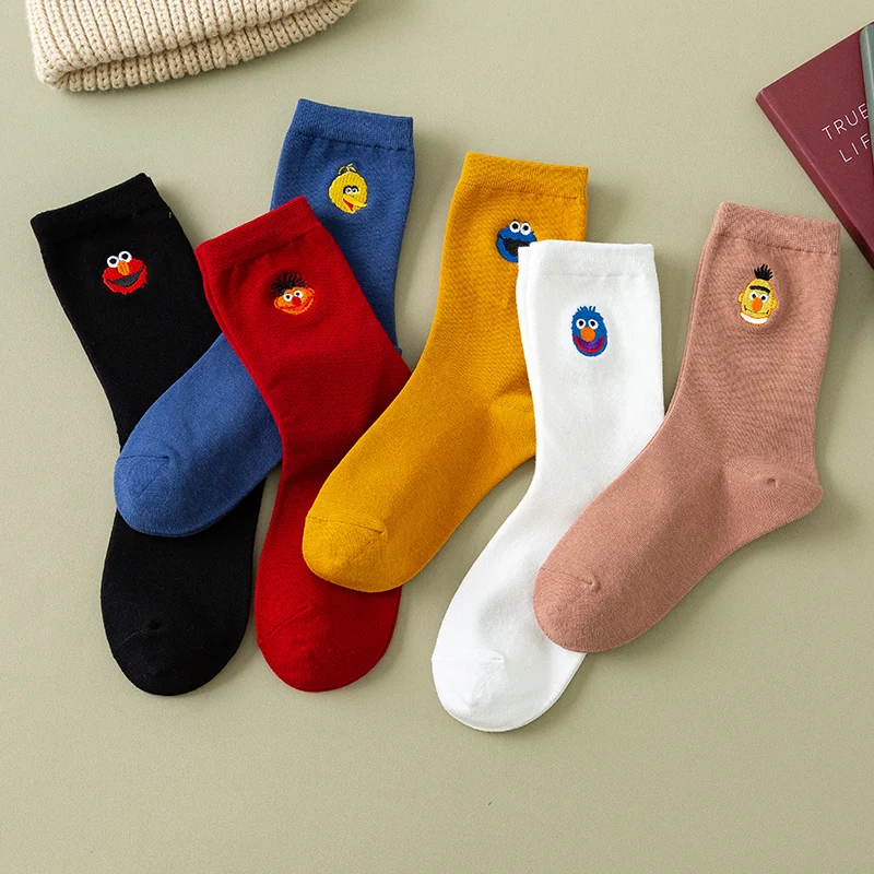 Новинка Женские милые хлопковые носки Забавные с вышивкой в виде улыбки для