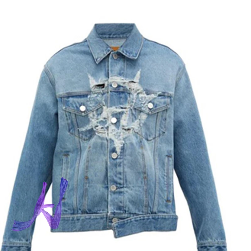 

Vetements Denim Jacket High Quality Big Logo Behind Cowboy VTM Coat Fashion Casual Simple Classic Jean Jacket