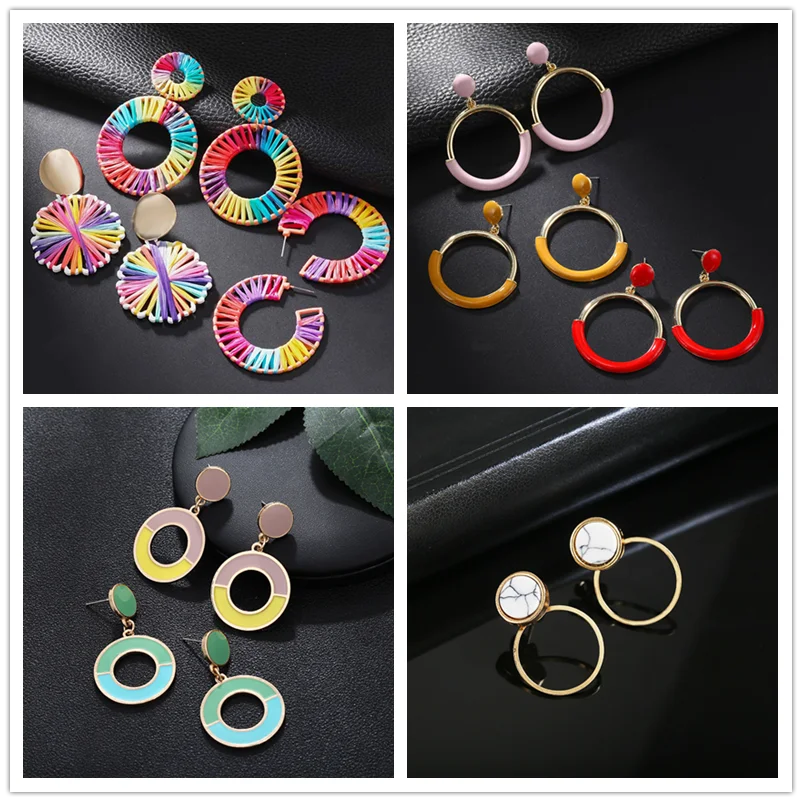 2019 модные плетеные серьги милые цвета винтажные круглые длинные висячие новые