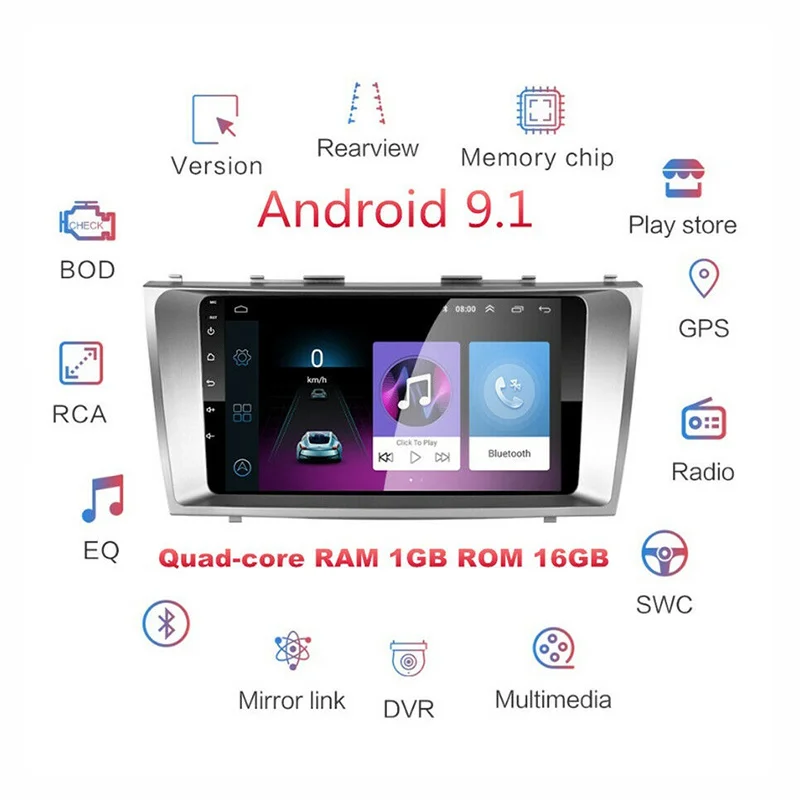Мультимедийный проигрыватель для Toyota Camry 9 1-2007 1 + 16 ГБ дюймов Android 2011 2 Din GPS |