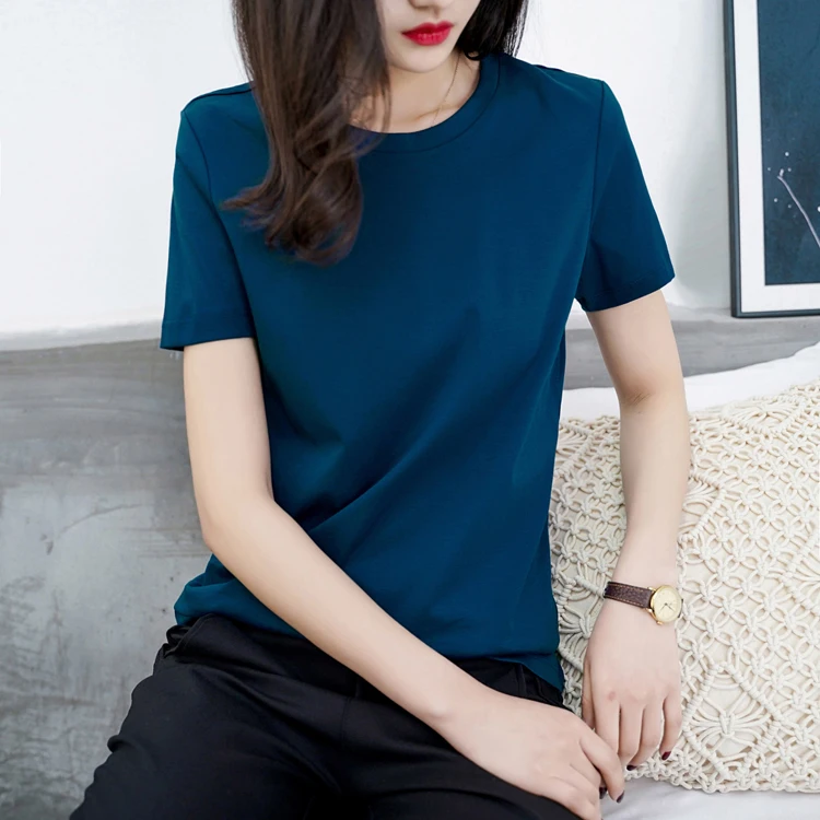 

B489-2020 summer new Korean short bottoming shirt net red slim slimming solid color short-sleeved T-shirt female