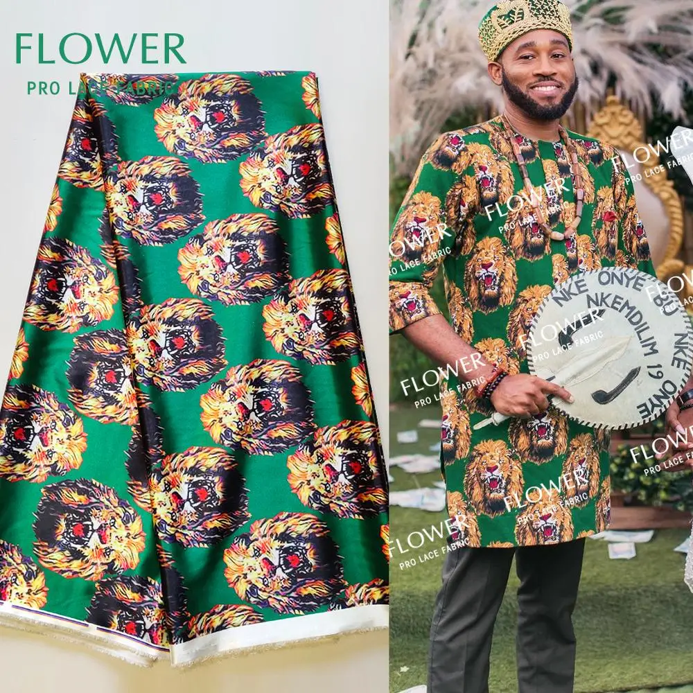 Зеленый Африканский Анкара Isiagu принты Шелковый кружевной материал для