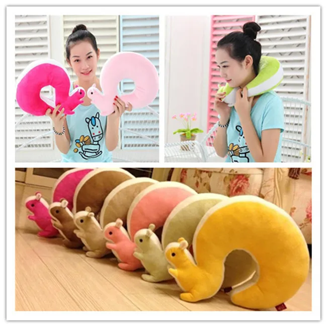 

Candy Color Nap Pillow Health Care Novelty Squirrel Animal Cotton Plush U Shape Neck Pillow Travel Car Home Pillow New Fashion