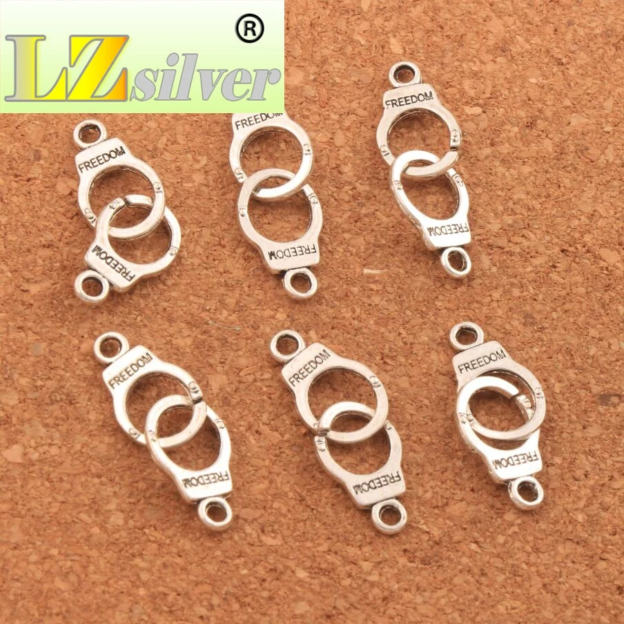 Handcuffs Freedom Connector Spacer Charm Beads 200PCS Zinc Alloy Bronze Pendants Alloy   Jewelry DIY L243 31.7x10.2mm