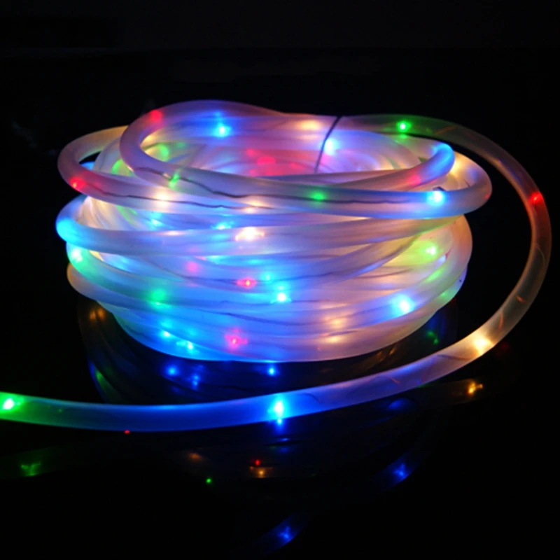 4 цвета водонепроницаемый 7 м 50 LED Солнечный веревочный трубчатый светодиодный