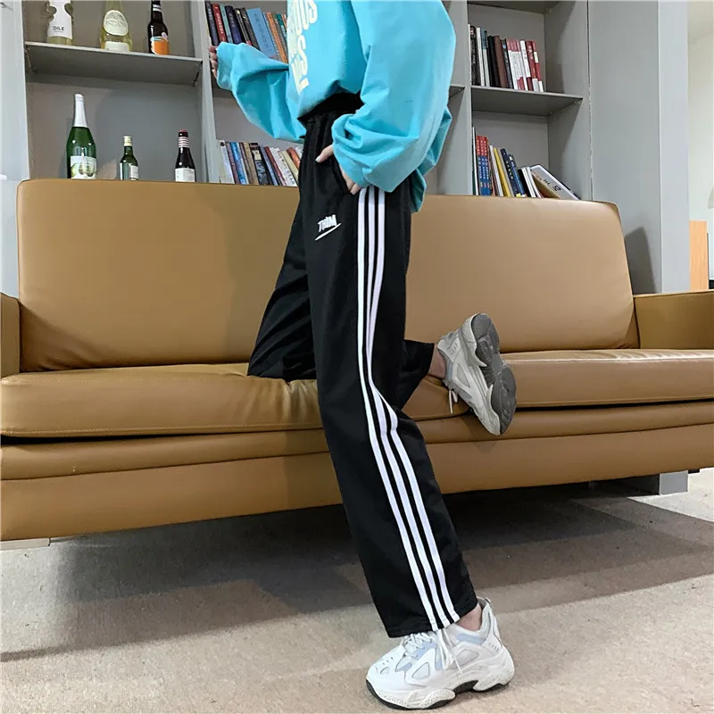 

Plus Size 4XL 2021 Winter Women Sweatpants Lady Wide Leg Loose High Waist Student Cropped Slacks Female Slim Straight Trousers