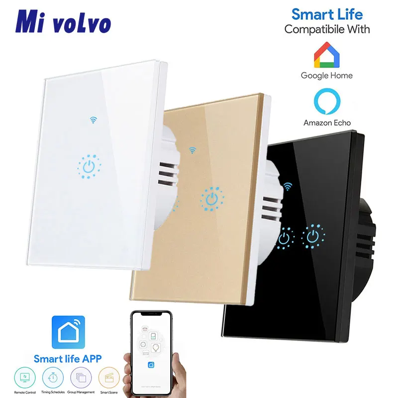 Умный сенсорный выключатель Mivolvo подключение к сети Wi Fi управление через