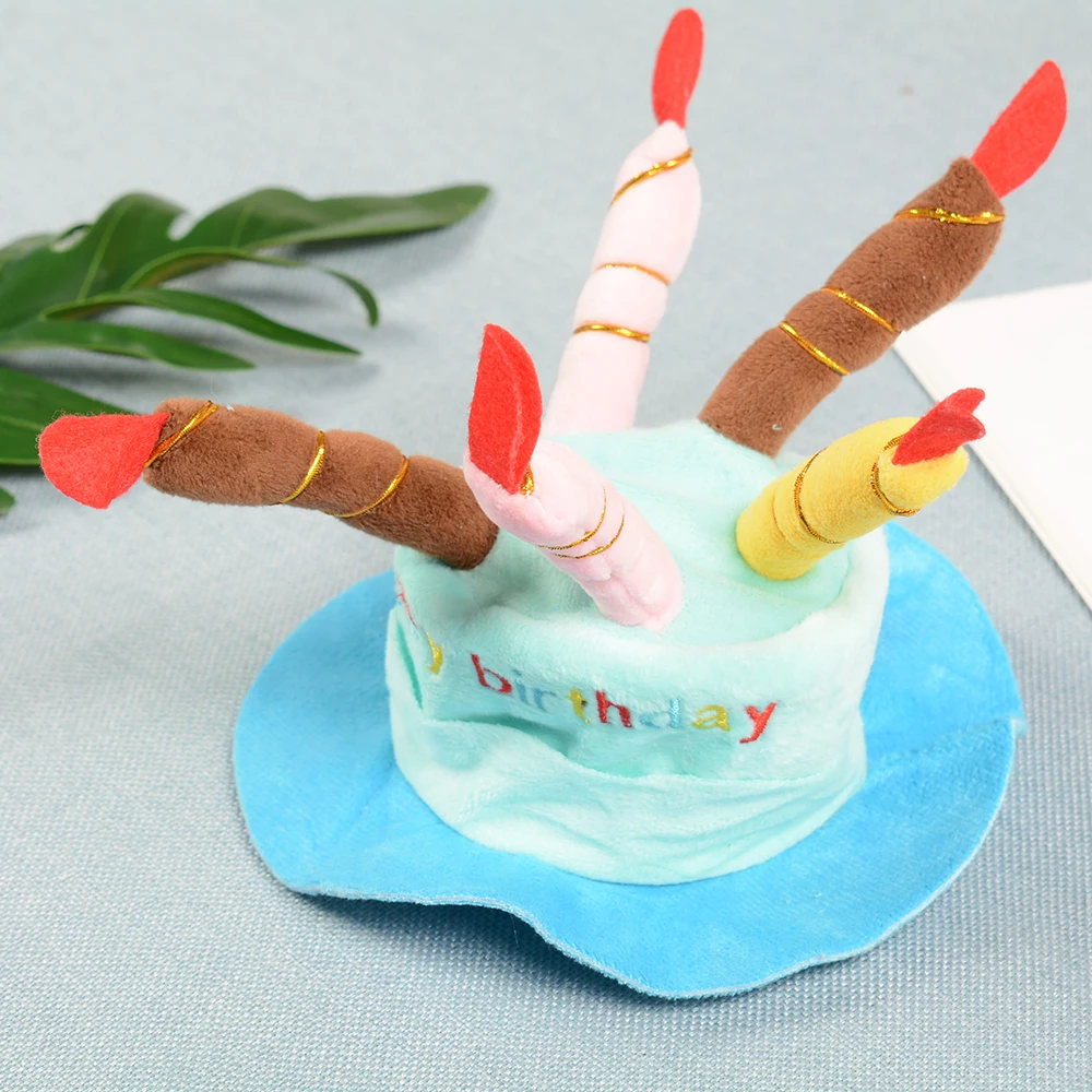 С милой собачкой шапки ко дню рождения щенок шапочки шляпа с торт свечи дизайн