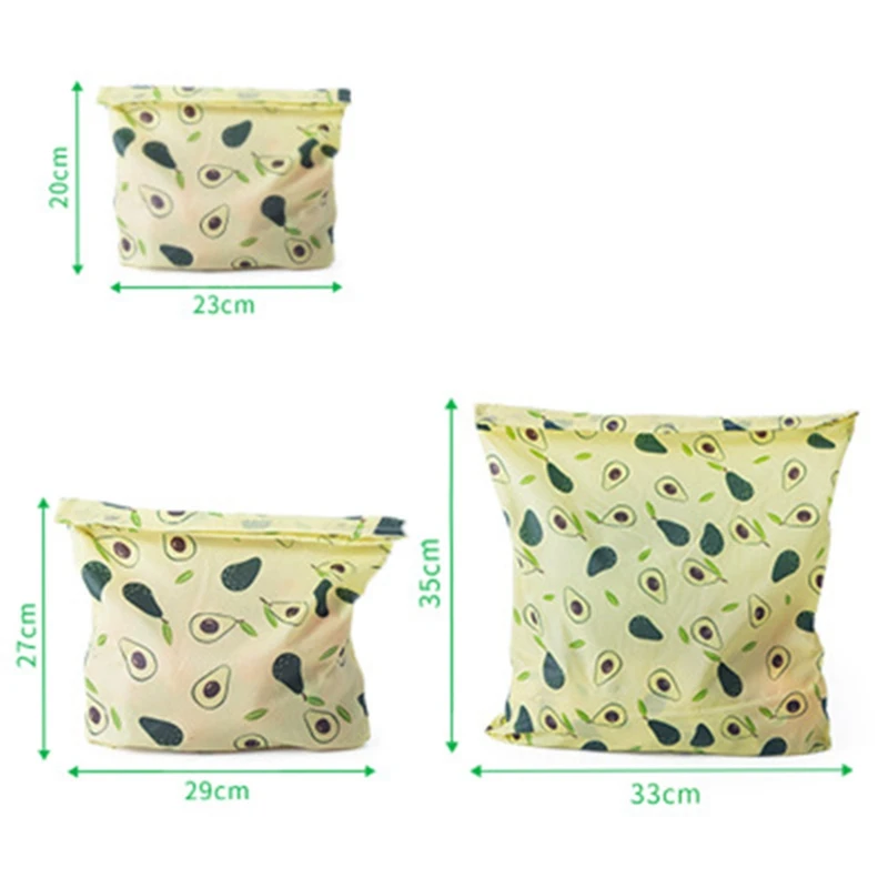 

Environment Friendly Fresh Cloth Reusable Natural Beeswax Keeping Bag Food Packaging Fruit Storage Cloth-Avocado Style