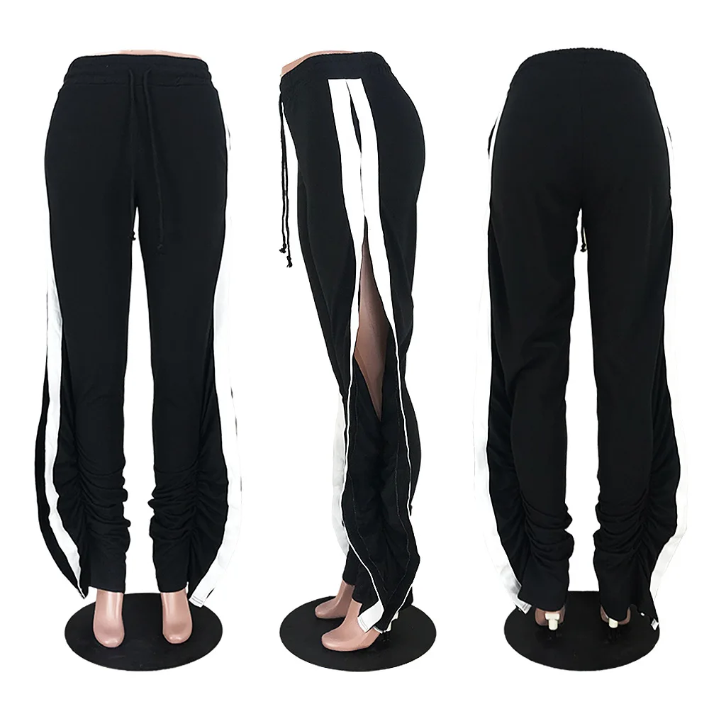 

Sexy Open Slit Stringy Selvedge Pants High Waist Casual Plus Size Bandage Trousers Women 2019 Fashion Clothes Tracksuits