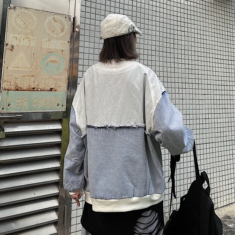 

Harajpoo Women Jackets 2021 Spring Autumn Korean INS Female Port Style Stitching Letter Embroidery Loose Casual Denim Coats